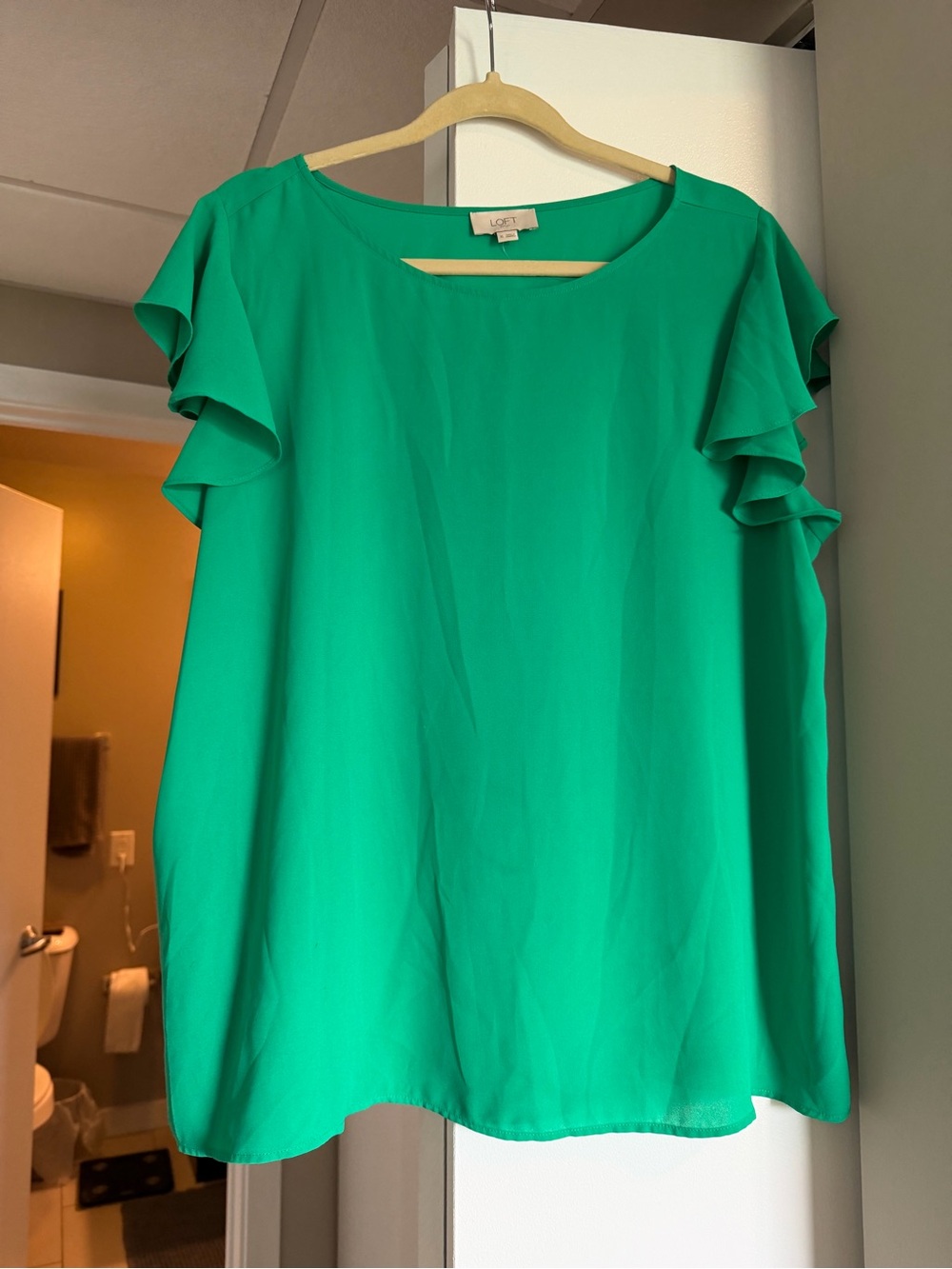 LOFT Emerald Green Flutter Sleeve Blouse